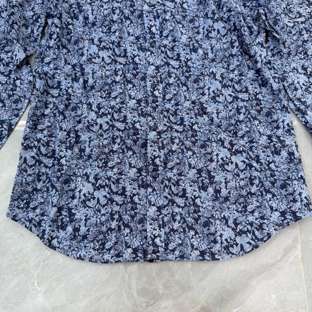 Men’s Bugatchi Floral Patterned Long Sleeve Button Down Dress Shirt Shaped Fit - Picture 3 of 16